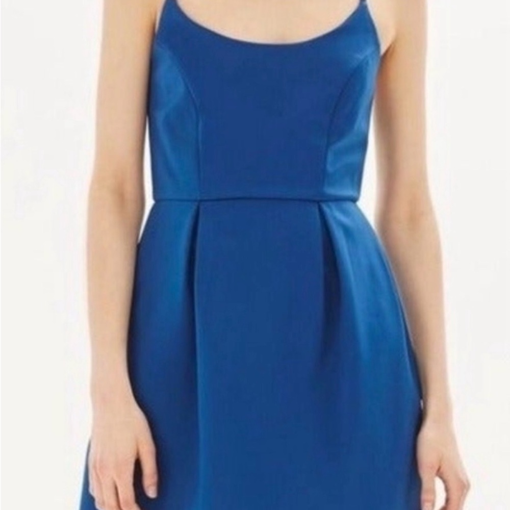 Topshop Scoop Cross Spaghetti Strap Back Prom Dress Fancy Party Royal Blue Sz 4